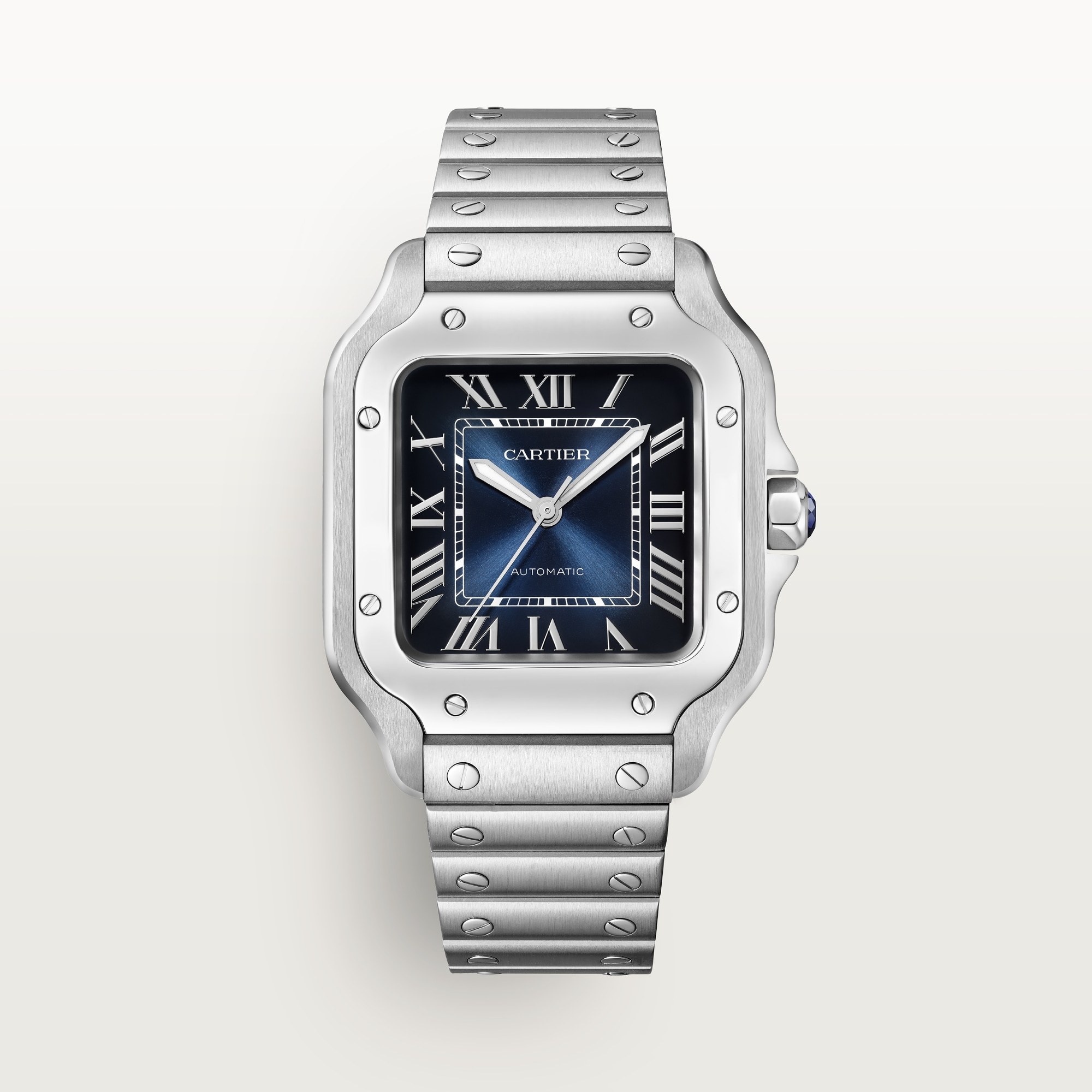 Cartier Santos de Cartier 35mm SS Blue Dial on SS SmartLinks Bracelet